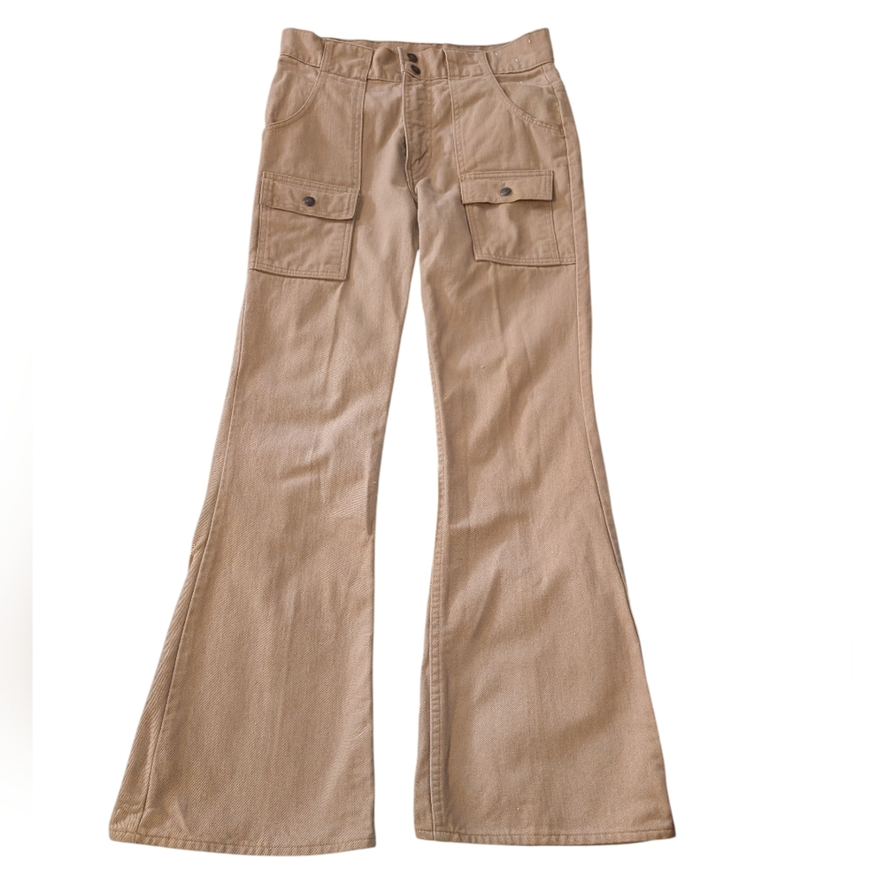 Levi's Big E 70s Vintage Brush Cotton Khaki Flared Pants Rare